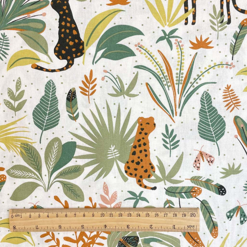 Printed Cotton FELIKO White / Green Multicolored